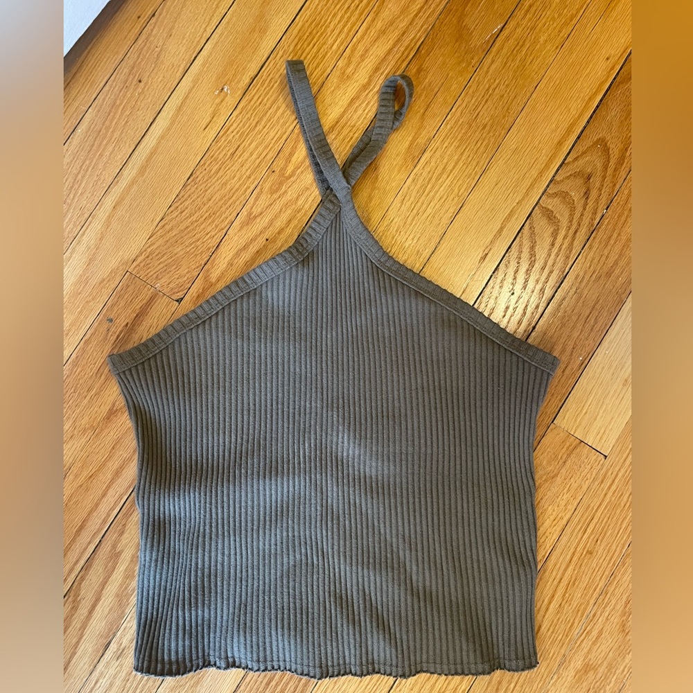 Ribbed Olive Green Anthropologie Halter Top - Size S